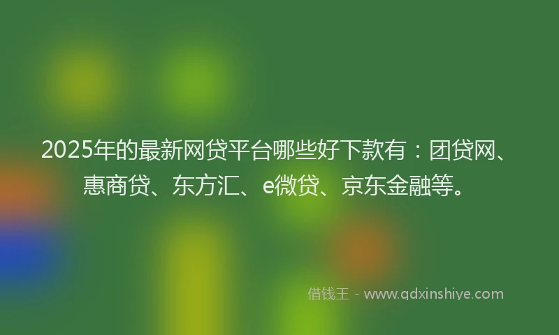 2025年的最新网贷平台哪些好下款有：团贷网、惠商贷、东方汇、e微贷、京东金融等。