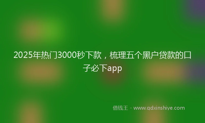 2025年热门3000秒下款，梳理五个黑户贷款的口子必下app