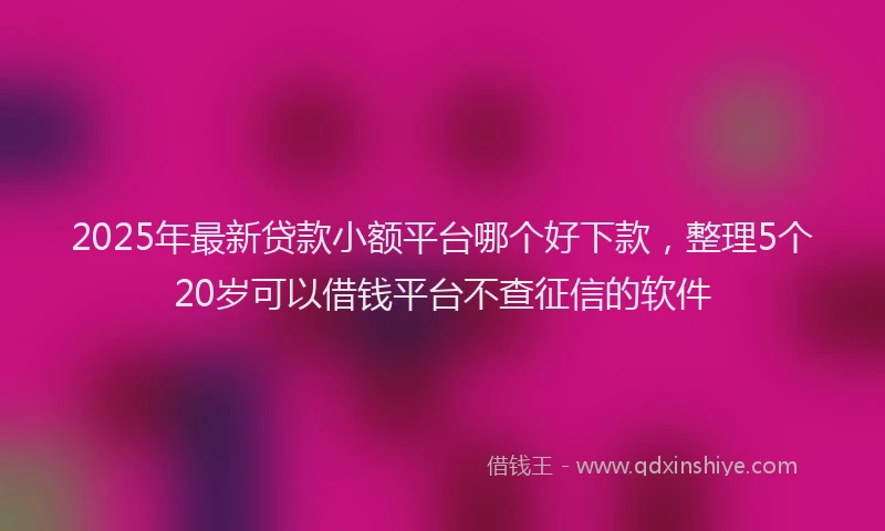 2025年最新贷款小额平台哪个好下款，整理5个20岁可以借钱平台不查征信的软件