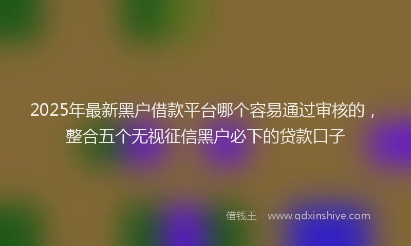 2025年最新黑户借款平台哪个容易通过审核的，整合五个无视征信黑户必下的贷款口子