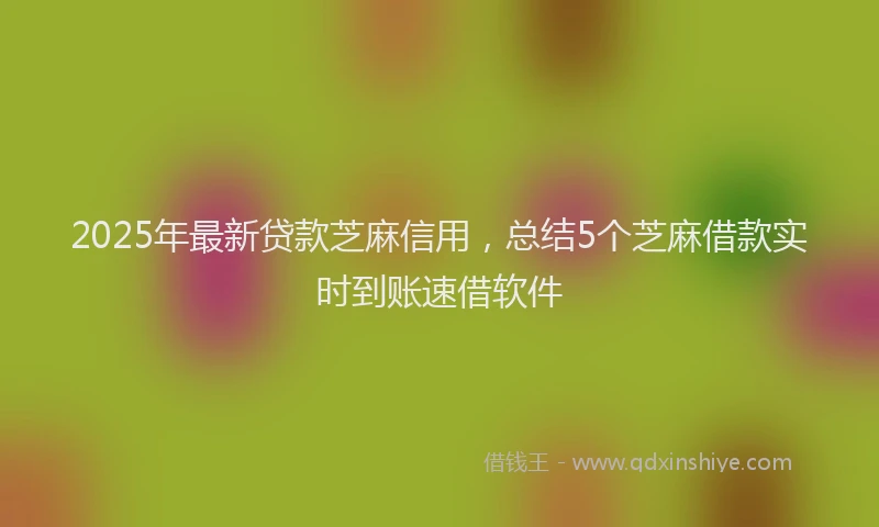 2025年最新贷款芝麻信用，总结5个芝麻借款实时到账速借软件