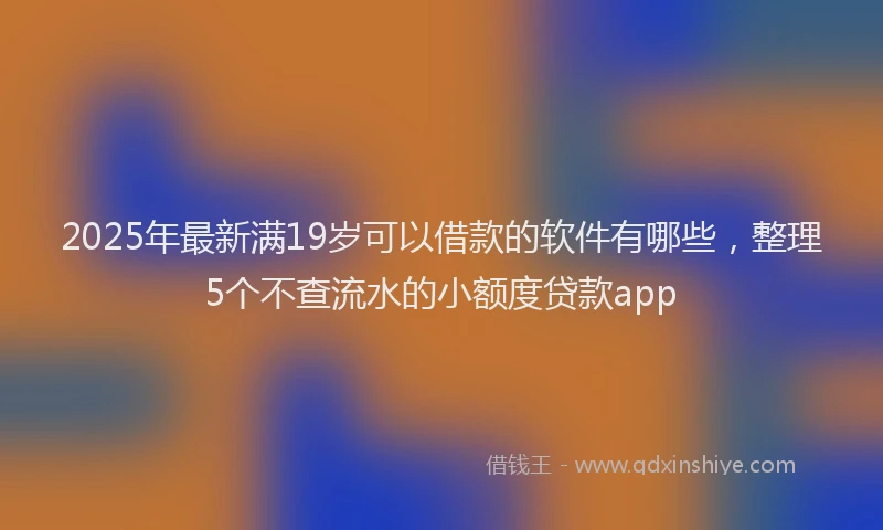 2025年最新满19岁可以借款的软件有哪些，整理5个不查流水的小额度贷款app