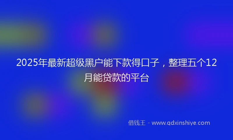 2025年最新超级黑户能下款得口子，整理五个12月能贷款的平台