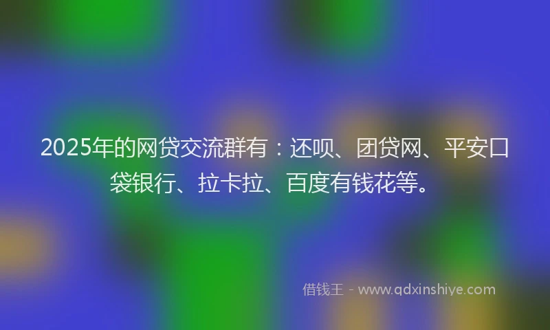 2025年的网贷交流群有：还呗、团贷网、平安口袋银行、拉卡拉、百度有钱花等。