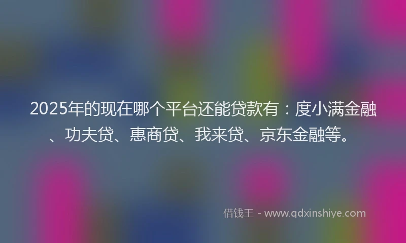 2025年的现在哪个平台还能贷款有：度小满金融、功夫贷、惠商贷、我来贷、京东金融等。