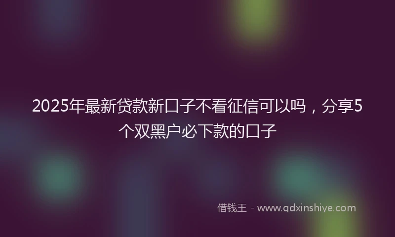 2025年最新贷款新口子不看征信可以吗，分享5个双黑户必下款的口子
