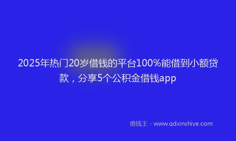 2025年热门20岁借钱的平台100%能借到小额贷款，分享5个公积金借钱app