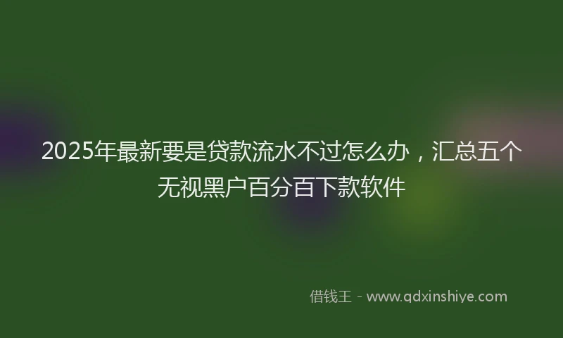 2025年最新要是贷款流水不过怎么办，汇总五个无视黑户百分百下款软件
