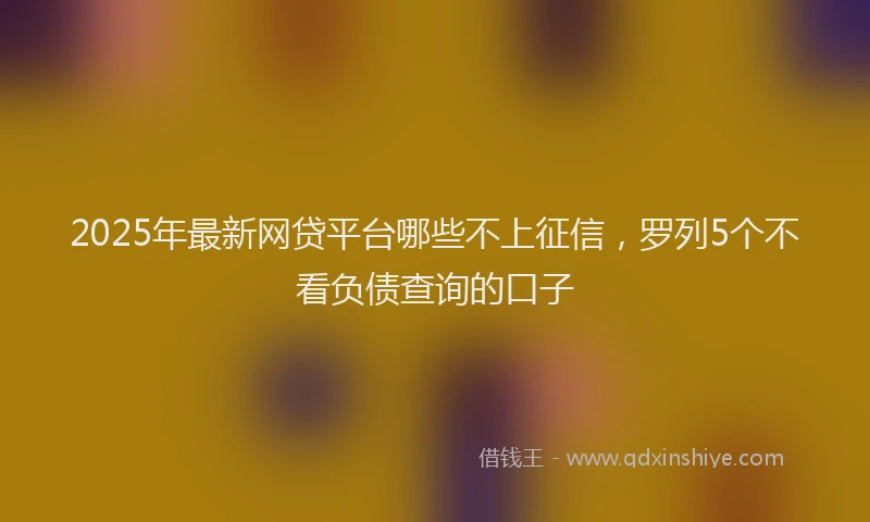 2025年最新网贷平台哪些不上征信，罗列5个不看负债查询的口子