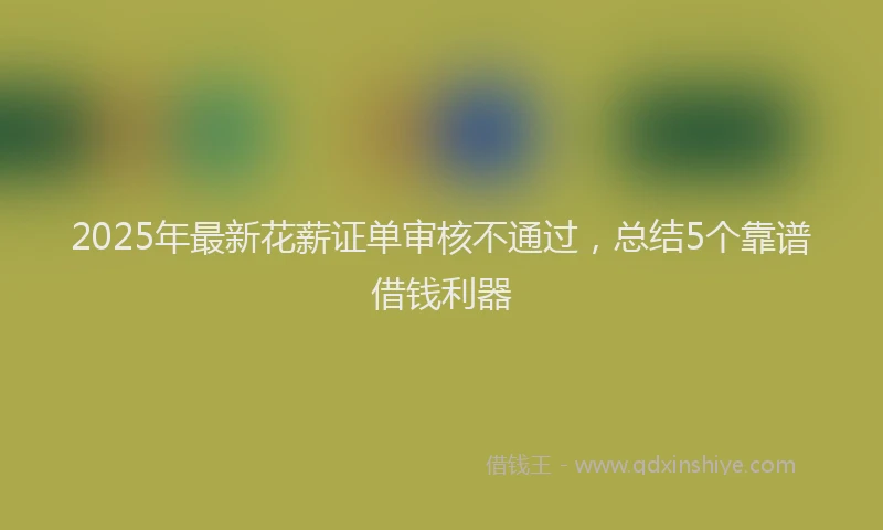 2025年最新花薪证单审核不通过，总结5个靠谱借钱利器