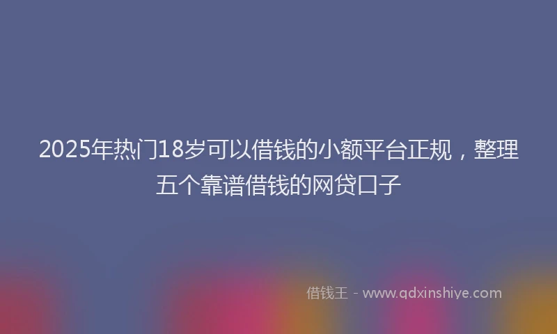 2025年热门18岁可以借钱的小额平台正规，整理五个靠谱借钱的网贷口子