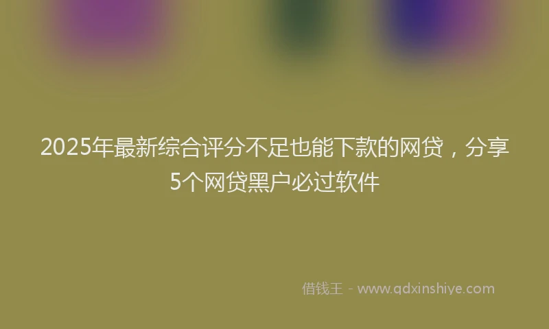 2025年最新综合评分不足也能下款的网贷，分享5个网贷黑户必过软件