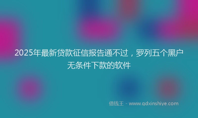 2025年最新贷款征信报告通不过，罗列五个黑户无条件下款的软件