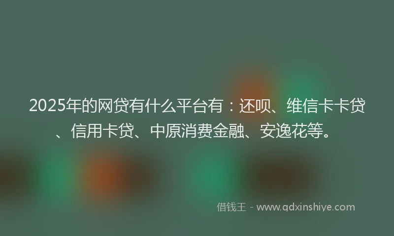 2025年的网贷有什么平台有：还呗、维信卡卡贷、信用卡贷、中原消费金融、安逸花等。
