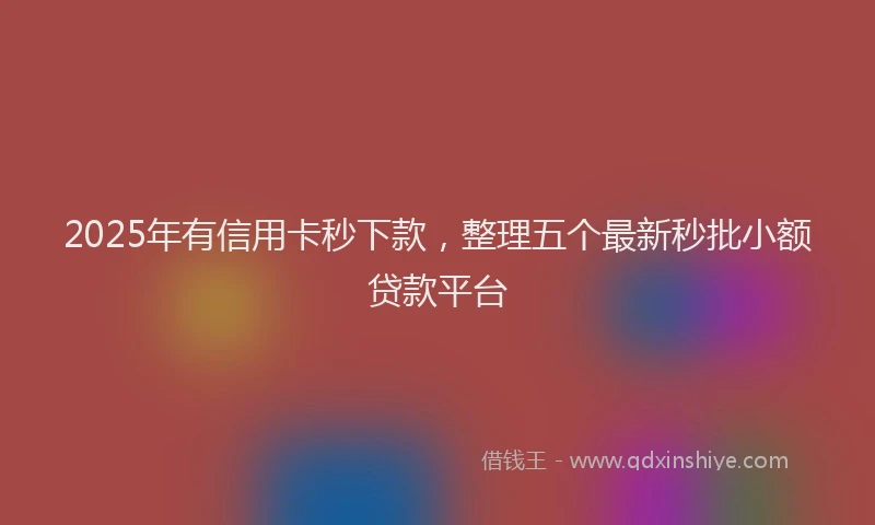2025年有信用卡秒下款，整理五个最新秒批小额贷款平台