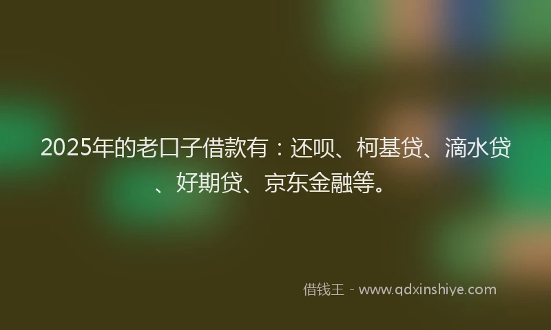 2025年的老口子借款有：还呗、柯基贷、滴水贷、好期贷、京东金融等。