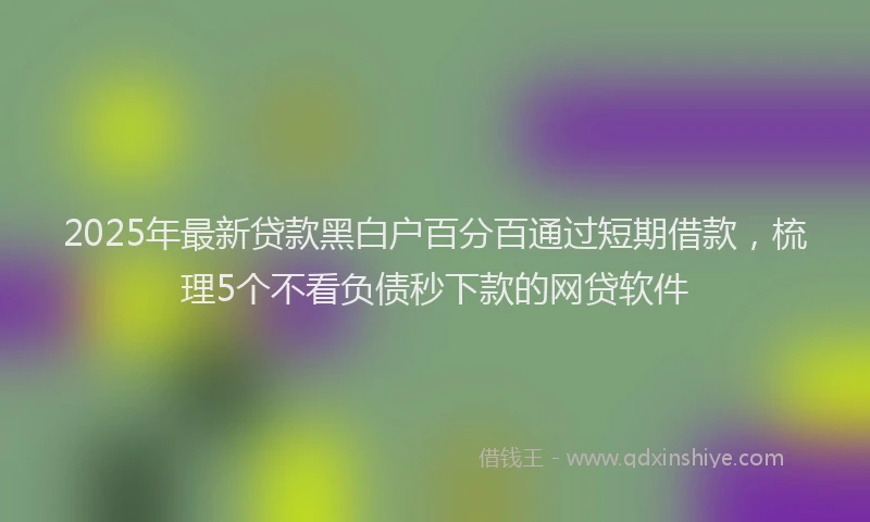 2025年最新贷款黑白户百分百通过短期借款，梳理5个不看负债秒下款的网贷软件