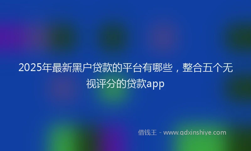 2025年最新黑户贷款的平台有哪些，整合五个无视评分的贷款app