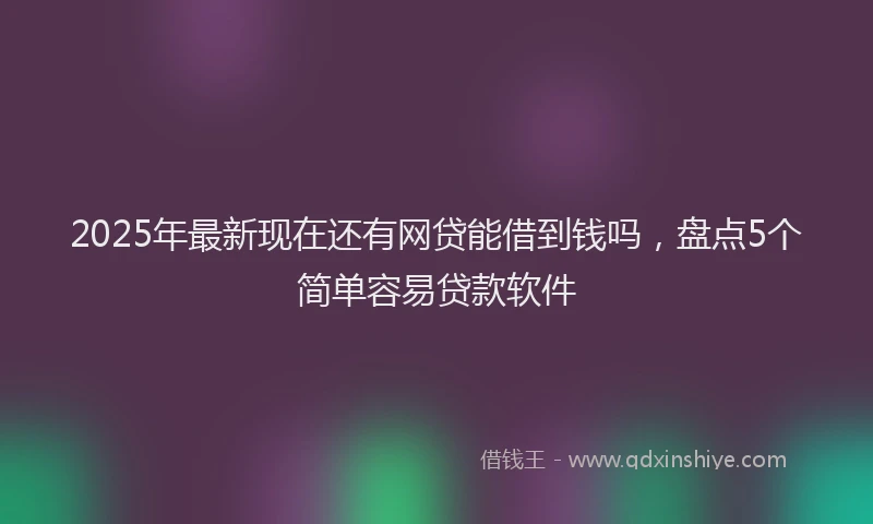 2025年最新现在还有网贷能借到钱吗，盘点5个简单容易贷款软件