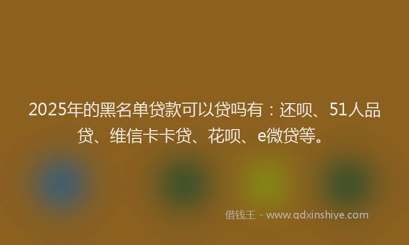 2025年的黑名单贷款可以贷吗有：还呗、51人品贷、维信卡卡贷、花呗、e微贷等。