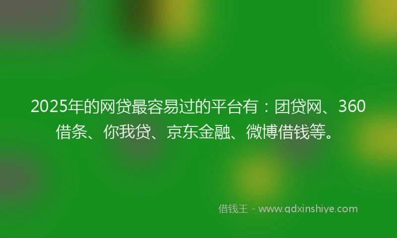 2025年的网贷最容易过的平台有：团贷网、360借条、你我贷、京东金融、微博借钱等。