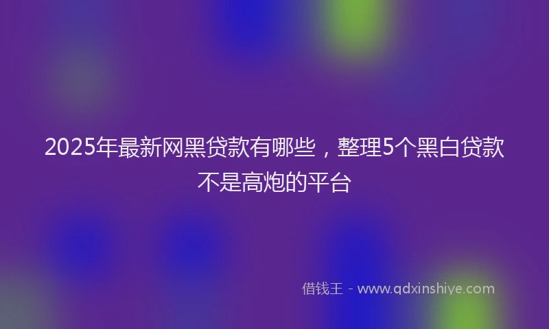 2025年最新网黑贷款有哪些，整理5个黑白贷款不是高炮的平台