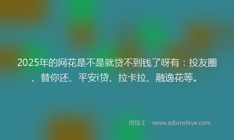 2025年的网花是不是就贷不到钱了呀有：投友圈、替你还、平安i贷、拉卡拉、融逸花等。