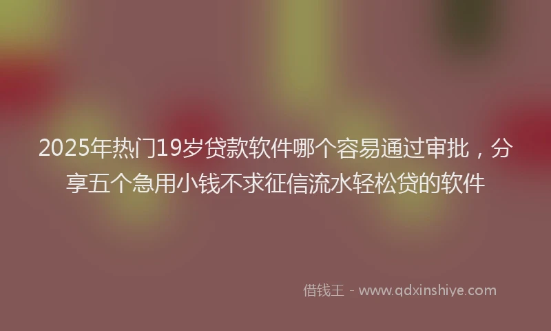 2025年热门19岁贷款软件哪个容易通过审批，分享五个急用小钱不求征信流水轻松贷的软件