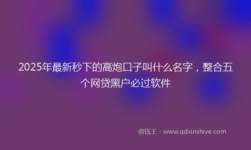 2025年最新秒下的高炮口子叫什么名字，整合五个网贷黑户必过软件