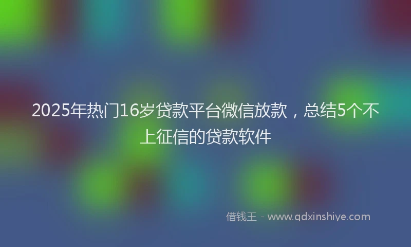 2025年热门16岁贷款平台微信放款，总结5个不上征信的贷款软件