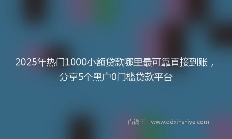 2025年热门1000小额贷款哪里最可靠直接到账，分享5个黑户0门槛贷款平台