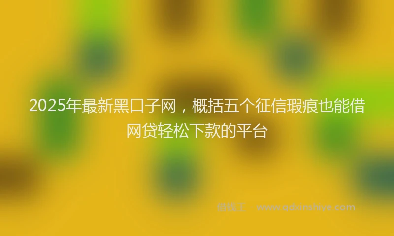 2025年最新黑口子网，概括五个征信瑕疵也能借网贷轻松下款的平台