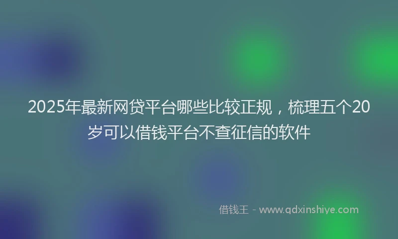 2025年最新网贷平台哪些比较正规，梳理五个20岁可以借钱平台不查征信的软件