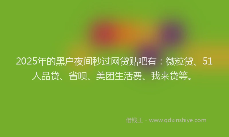 2025年的黑户夜间秒过网贷贴吧有：微粒贷、51人品贷、省呗、美团生活费、我来贷等。