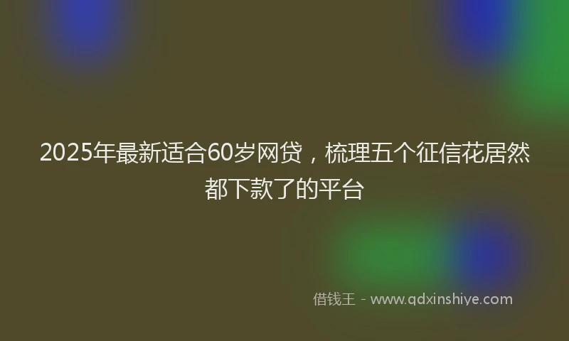 2025年最新适合60岁网贷，梳理五个征信花居然都下款了的平台