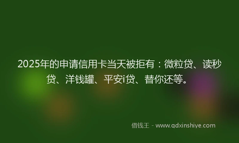 2025年的申请信用卡当天被拒有：微粒贷、读秒贷、洋钱罐、平安i贷、替你还等。