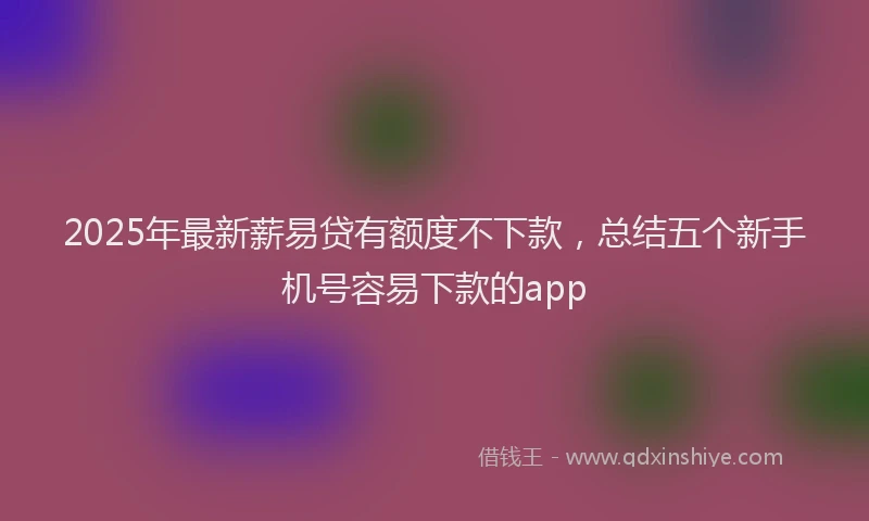 2025年最新薪易贷有额度不下款，总结五个新手机号容易下款的app