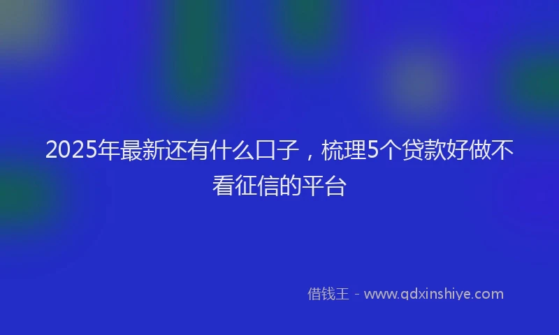 2025年最新还有什么口子，梳理5个贷款好做不看征信的平台