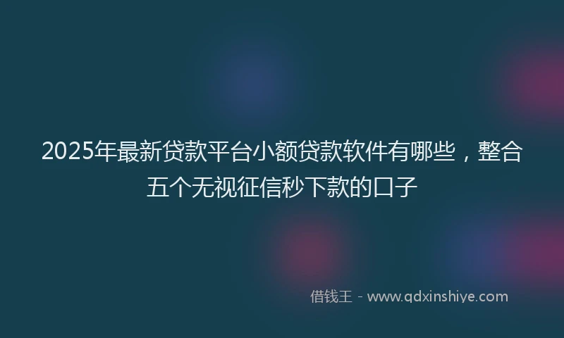 2025年最新贷款平台小额贷款软件有哪些，整合五个无视征信秒下款的口子