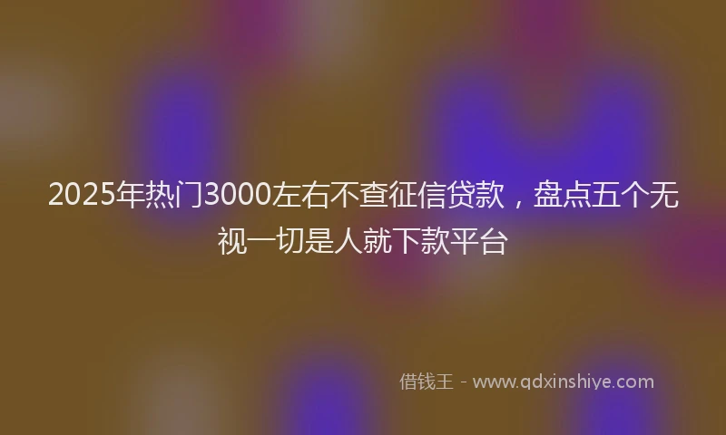 2025年热门3000左右不查征信贷款，盘点五个无视一切是人就下款平台