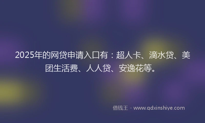2025年的网贷申请入口有：超人卡、滴水贷、美团生活费、人人贷、安逸花等。