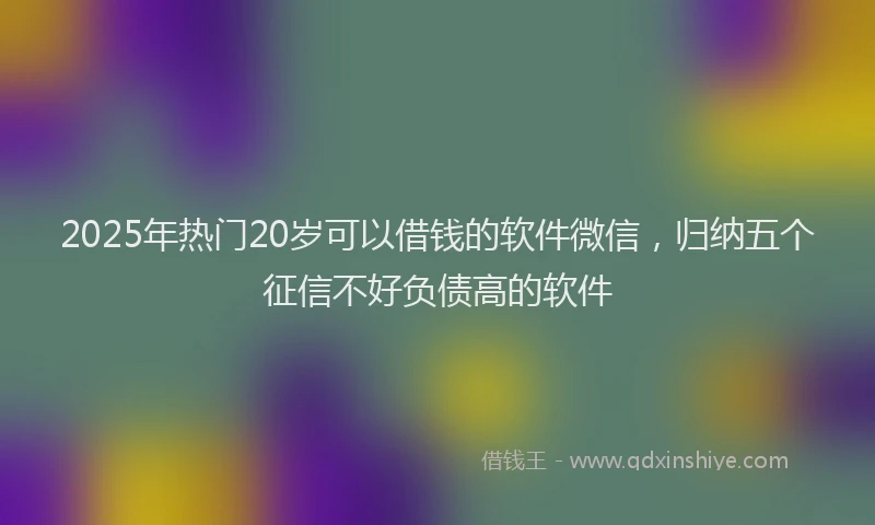 2025年热门20岁可以借钱的软件微信，归纳五个征信不好负债高的软件