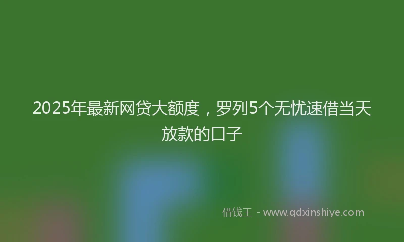 2025年最新网贷大额度，罗列5个无忧速借当天放款的口子