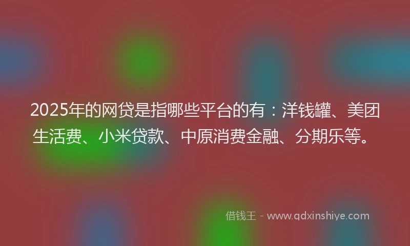 2025年的网贷是指哪些平台的有：洋钱罐、美团生活费、小米贷款、中原消费金融、分期乐等。