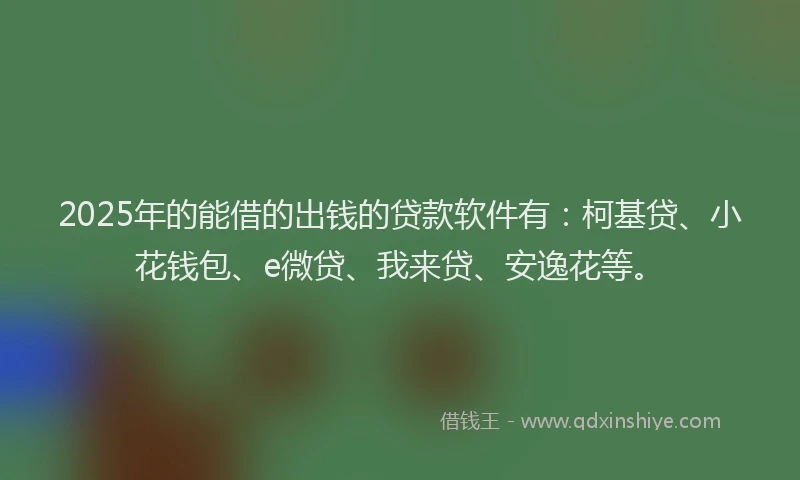 2025年的能借的出钱的贷款软件有：柯基贷、小花钱包、e微贷、我来贷、安逸花等。