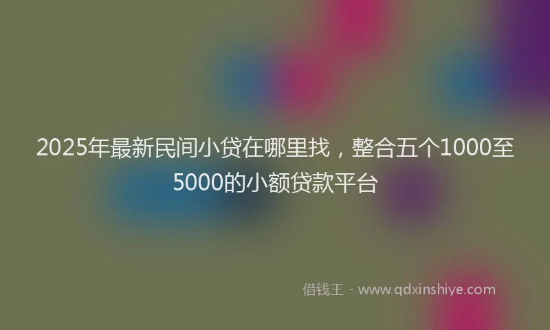 2025年最新民间小贷在哪里找，整合五个1000至5000的小额贷款平台