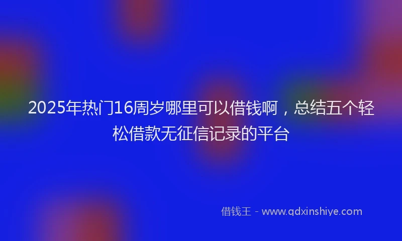 2025年热门16周岁哪里可以借钱啊，总结五个轻松借款无征信记录的平台