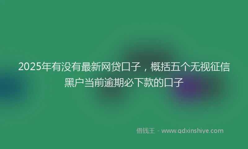 2025年有没有最新网贷口子，概括五个无视征信黑户当前逾期必下款的口子