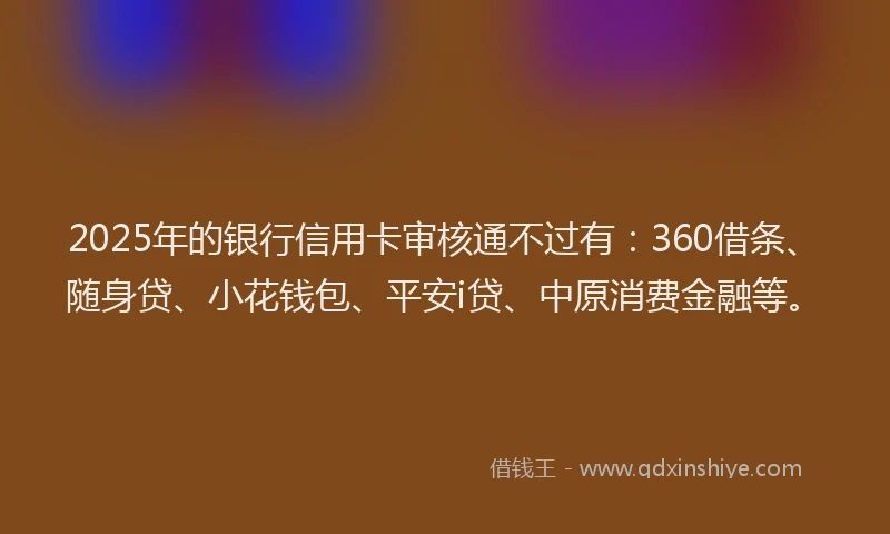 2025年的银行信用卡审核通不过有：360借条、随身贷、小花钱包、平安i贷、中原消费金融等。