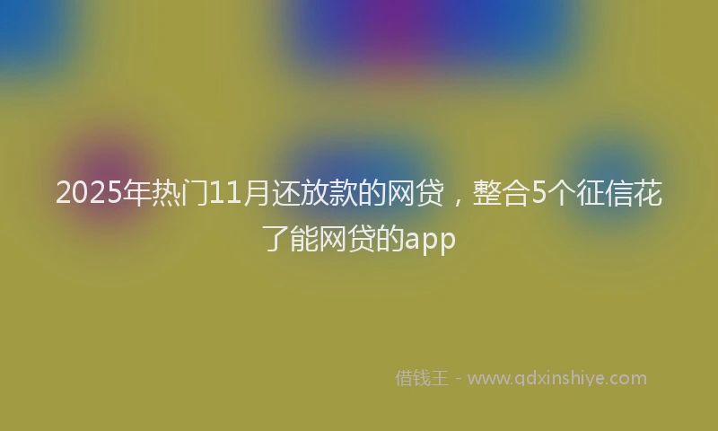 2025年热门11月还放款的网贷，整合5个征信花了能网贷的app